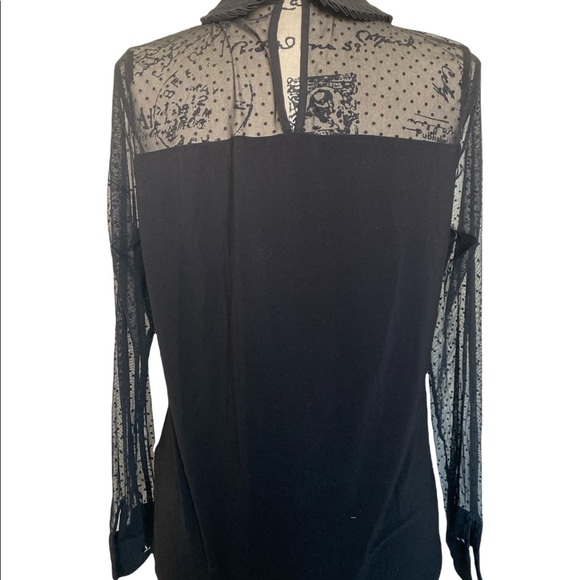 CeCe Mixed Media Collar Top - Size M - Picture 2 of 8